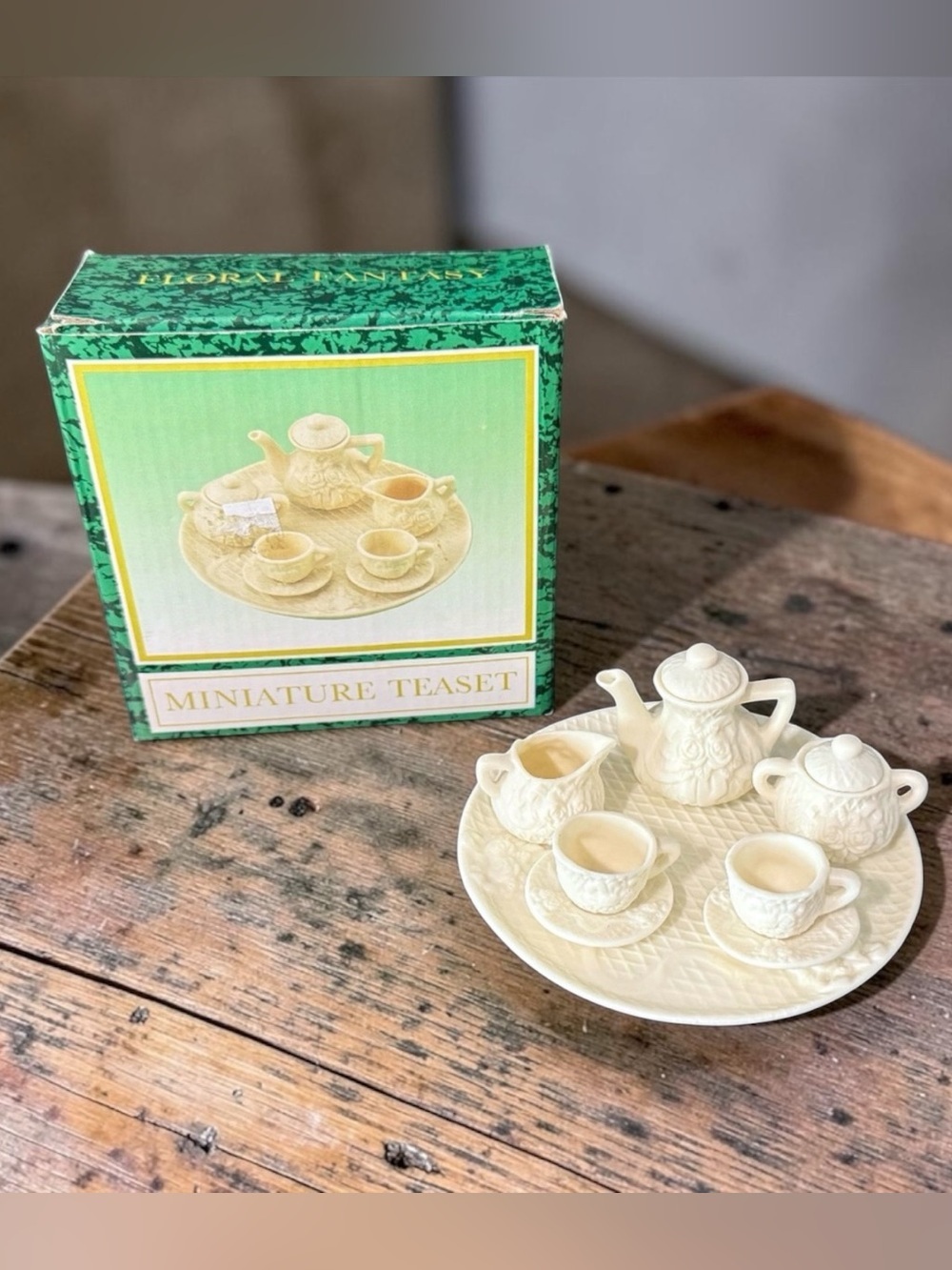 FLORAL FANTASY Eight Piece Miniature Tea Set